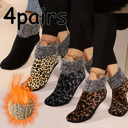 4 pairs of leopard print floor socks