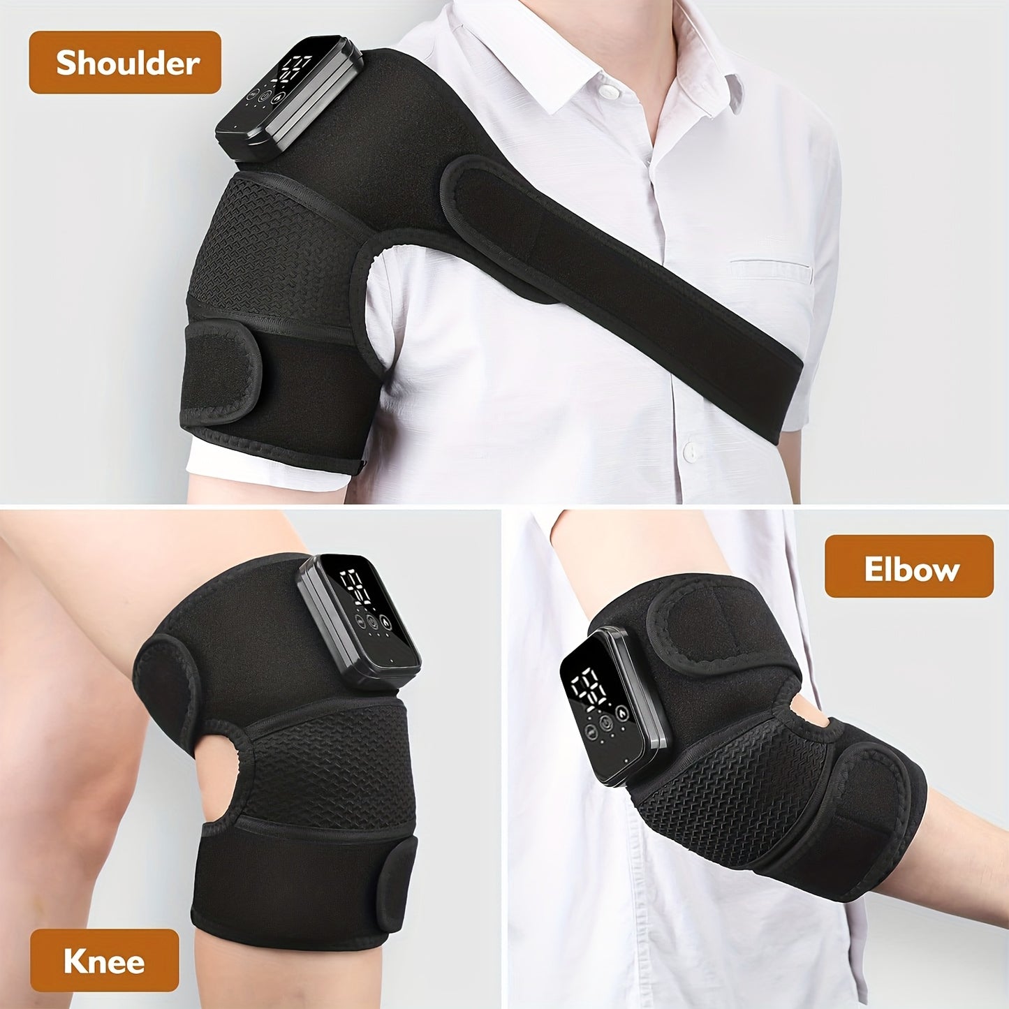 3-in-1 heated massager for knees, shoulders, and elbows