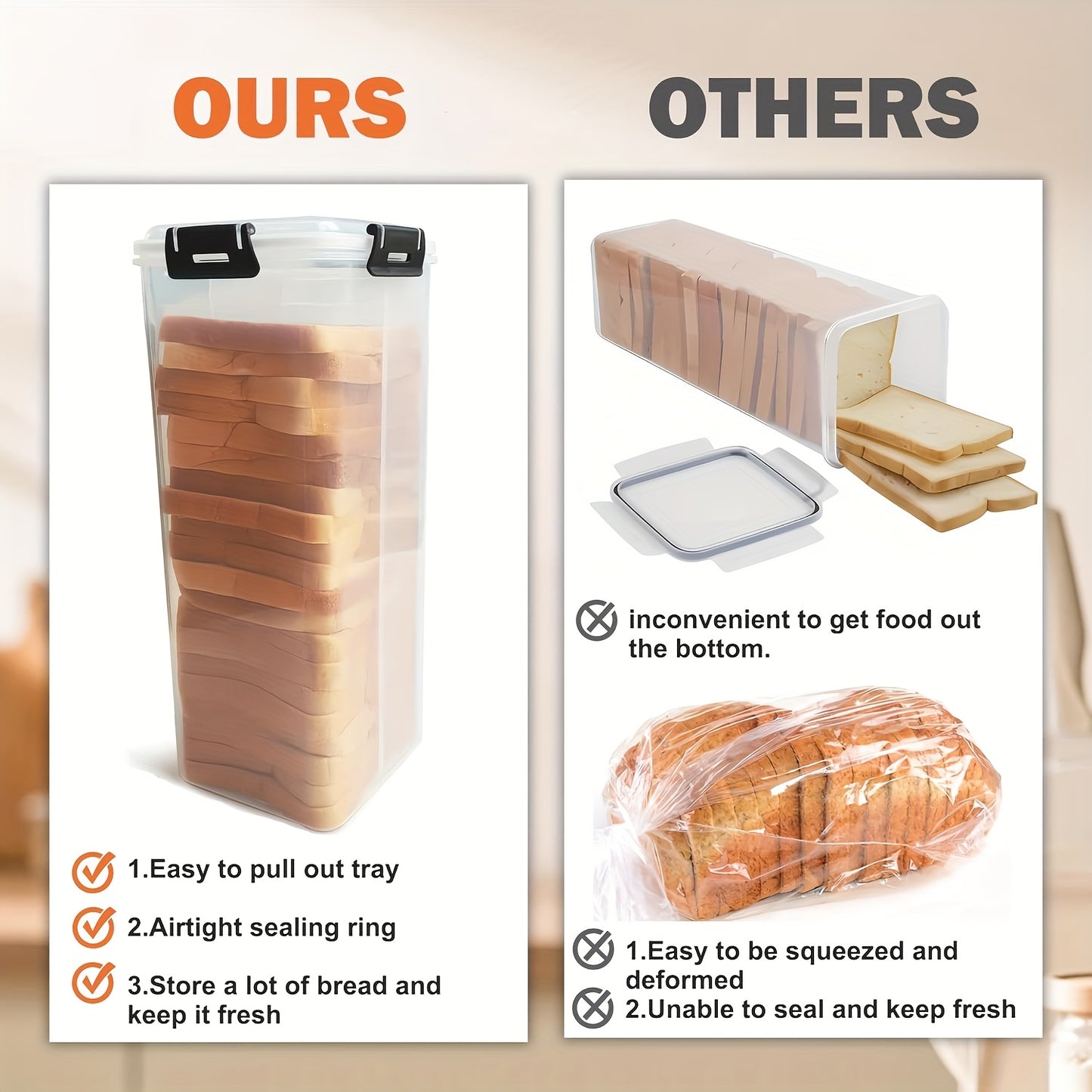 🍞Sealed bread box with lid