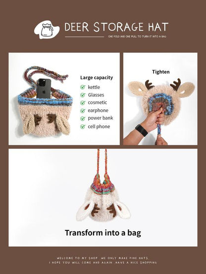 🦌【Winter essentials】Knitted ear-protecting windproof and warm antler hat🧣