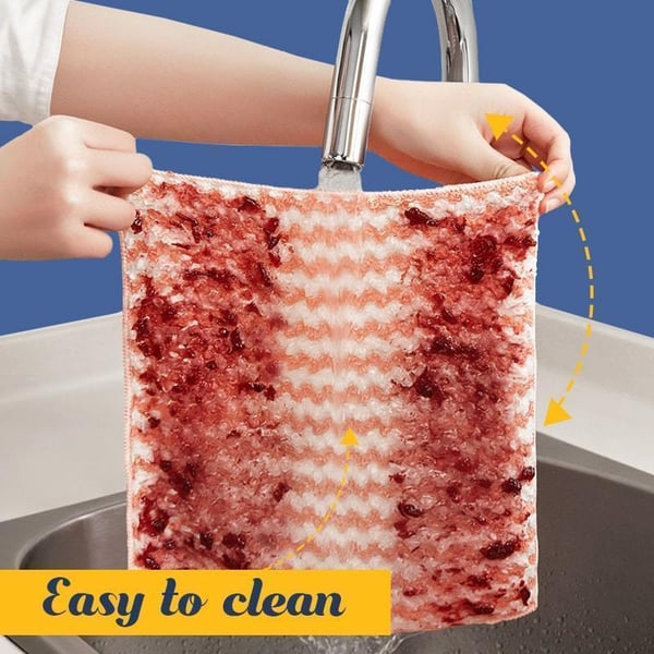 Coral Fleece Striped Rag Cleaning Dish Cloth