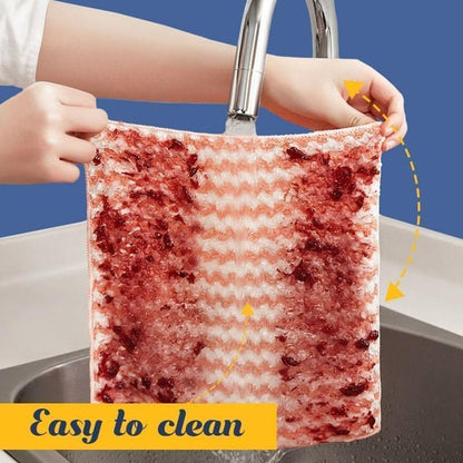 Coral Fleece Striped Rag Cleaning Dish Cloth