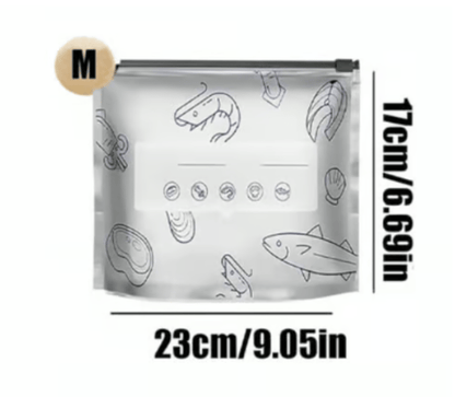 (30pcs )Reusable Aluminum Foil Sealable Storage Bags, 2026 New Resealable Vacuum Zipper Pouches for Food, Stand Up Foil Sealable Bags with Label and Zip Lock for Vegetable Fruit Meat