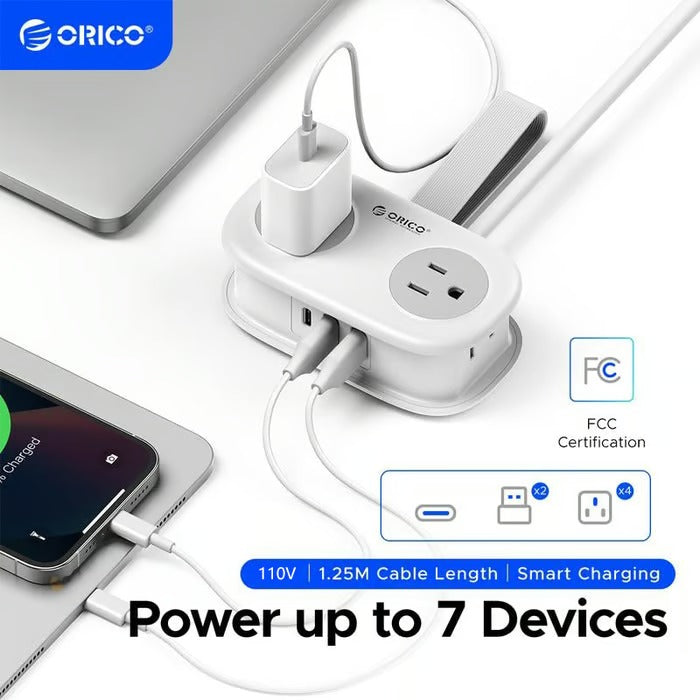 🌈Travel Power Strip, ORICO 4 Outlets 2 USB Ports (1 USB C) with 4FT Wrapped Short Extension Cord Small Power Strip