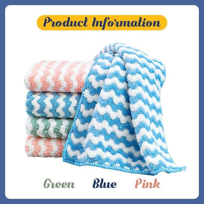 Coral Fleece Striped Rag Cleaning Dish Cloth