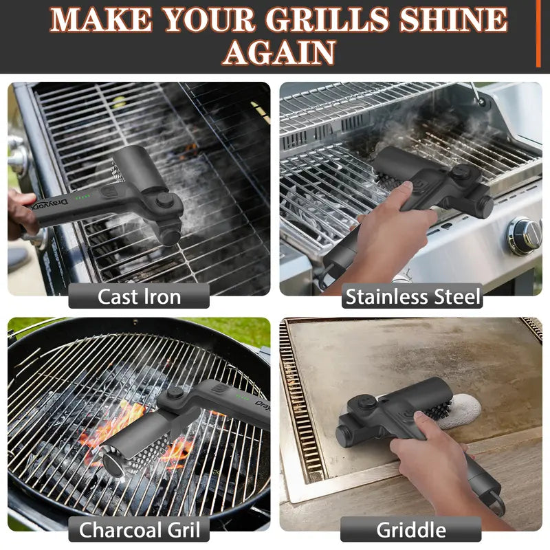 Cordless rechargeable electric barbecue brush