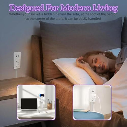 💥【Upgraded Version】Extendable 15.7-27.5 inches with extension pole, USB-A, USB-C and 2 AC power sockets with 180° rotation🔌